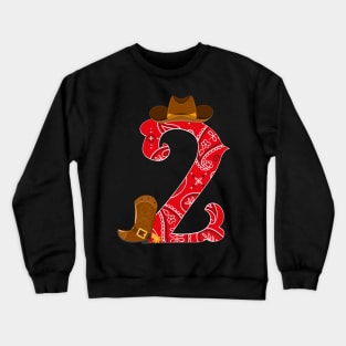 Kids 2nd Birthday Two Year Old Baby Cowboy Western Rodeo Party Crewneck Sweatshirt